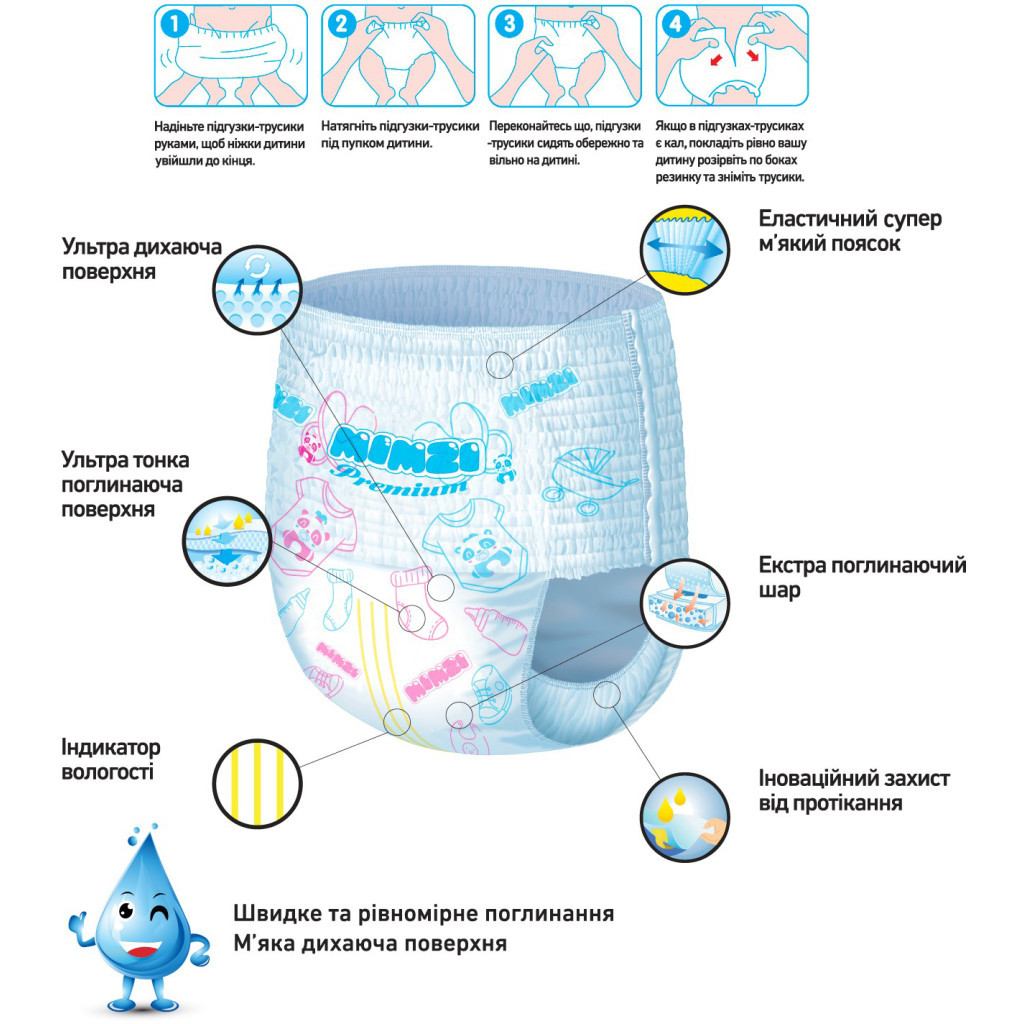 Підгузки Mimzi XL 12-17 кг 38 шт. х 3 пачки (MPXL3) (4820209800289)
