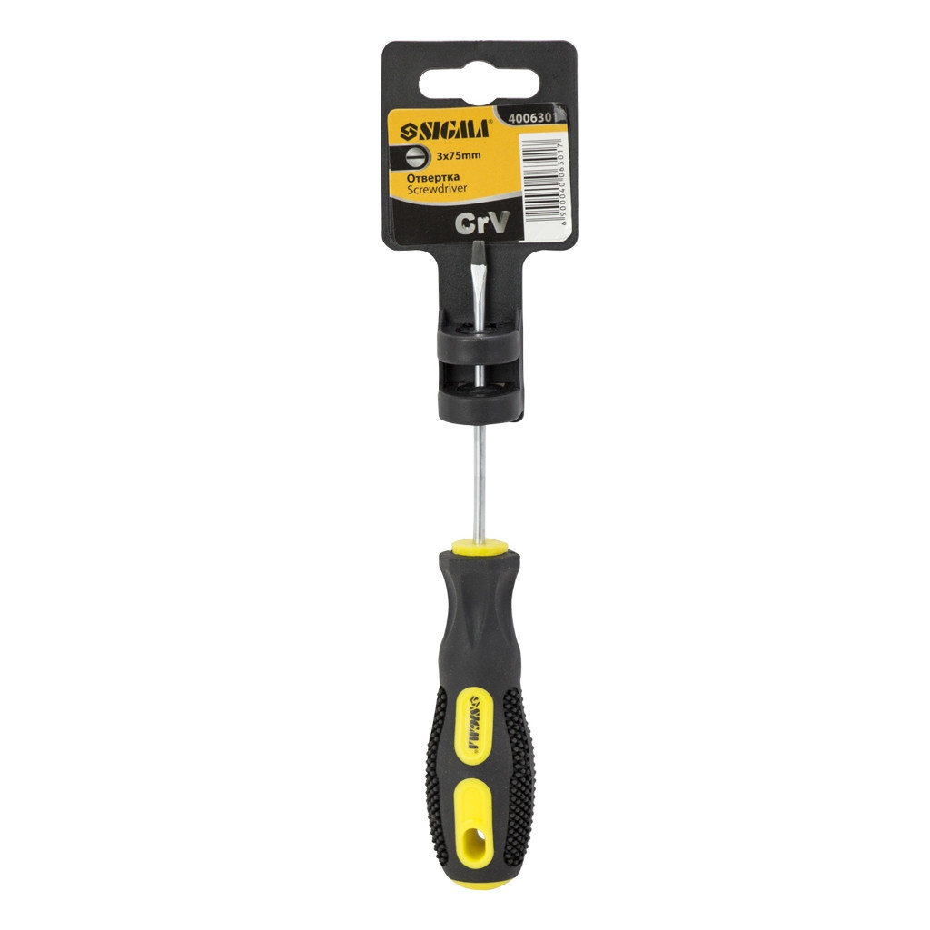 Викрутка Sigma шліцева SL3.0x75мм CrV (4006301)