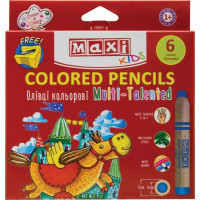 Colored pencils Maxi Multi-Talented 3 in 1, 6 colors with a tip, round (MX15171)