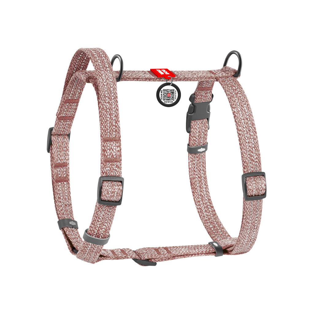 Шлея для собак WAUDOG Н-подібна Re-cotton з QR паспортом, світловідбивна S коричнева (25916)