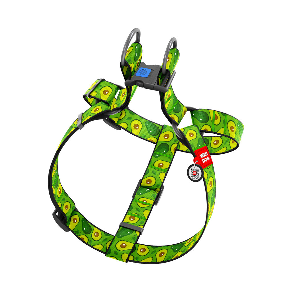 Шлея для собак WAUDOG Nylon з QR паспортом "Авокадо" пластиковий фастекс XL (324-0048)