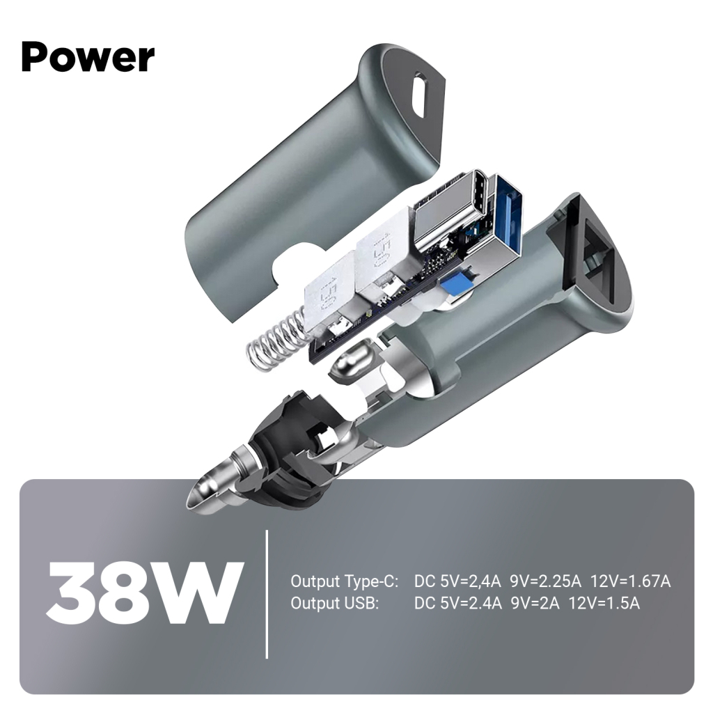 Зарядний пристрій Armorstandart USB Type-C PD20W + USB QC 3.0 Grey + cable USB-C (ARM82461)