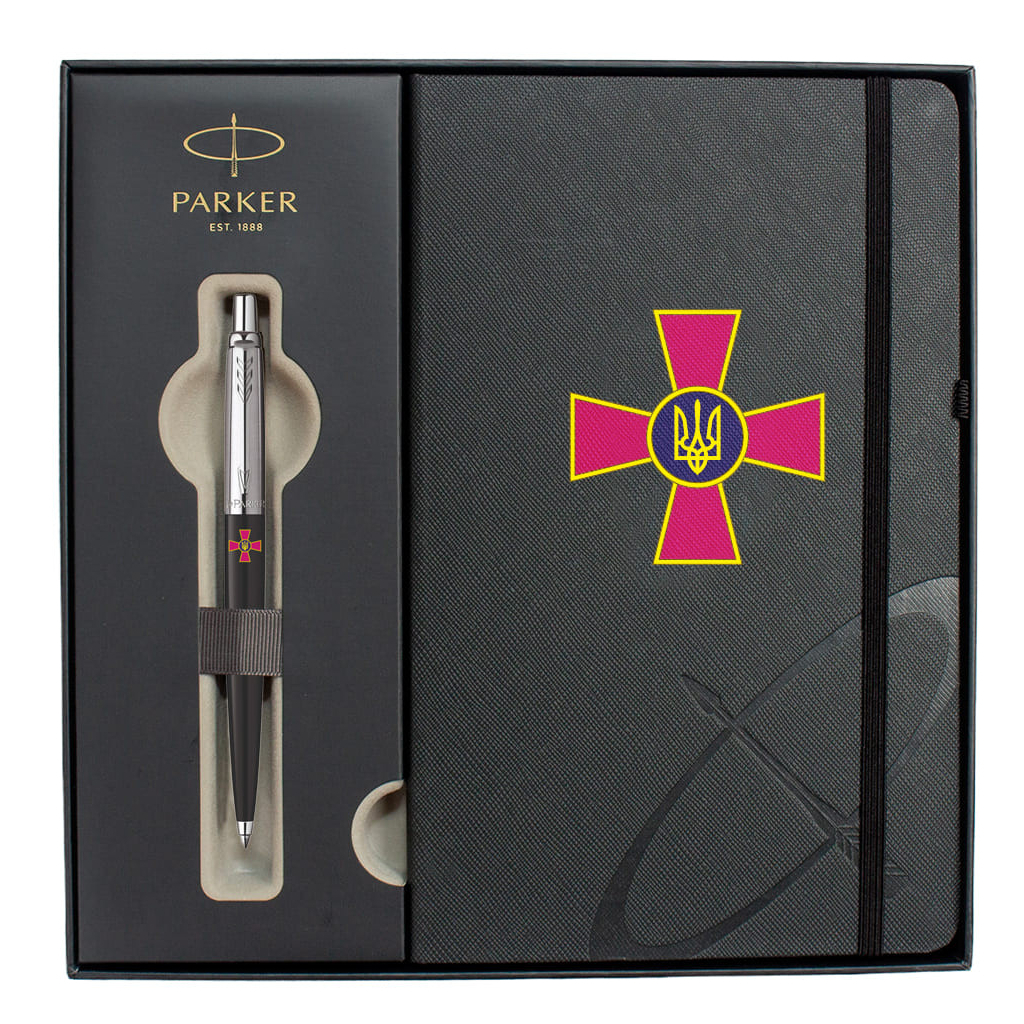 Ручка кулькова Parker JOTTER 17 Originals ARMY Black CT BP Емблема ЗСУ + блокнот Parker + подар.упаковка (15632b24_W0010u)