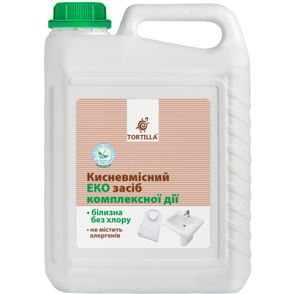 Відбілювач Tortilla Кисневмісний Еко засіб комплексної дії Білизна без хлору 5 л (4823015913310) Відбілювач Tortilla Кисневмісний Еко засіб комплексної дії Білизна без хлору 5 л (4823015913310)