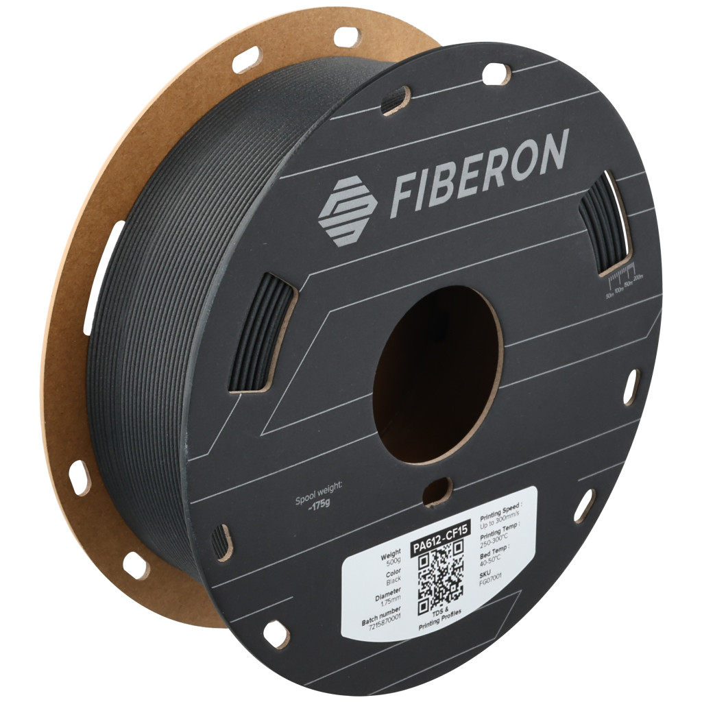 Пластик для 3D-принтера Polymaker Fiberon PA612-CF15 1,75mm 0,5kg BLACK (FG07001)