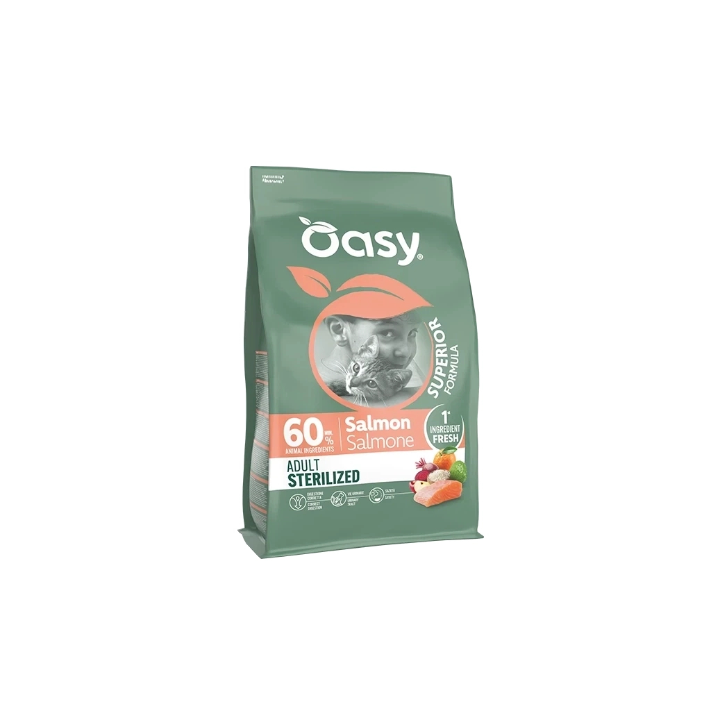 Сухий корм для кішок OASY Dry Cat Superior Sterilized лосось 1.5 кг (8054329515938)