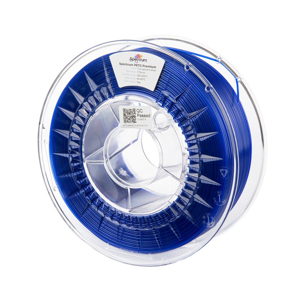 Пластик для 3D-принтера Spectrum PET-G Premium Transparent 1.75mm 1kg Blue (80052)