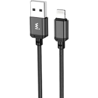 Дата кабель USB 2.0 AM to Lightning 1.0m nylon black Wibrand (WI.DC/CO1B-UL)