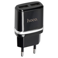 Зарядний пристрій HOCO C12 2*USB, 2.4A Black + USB Cable MicroUSB (65598)