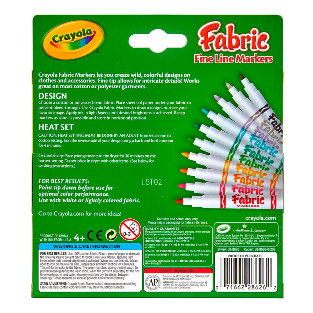 Набір для творчості Crayola фломастери для тканини 10 шт (58-8633)
