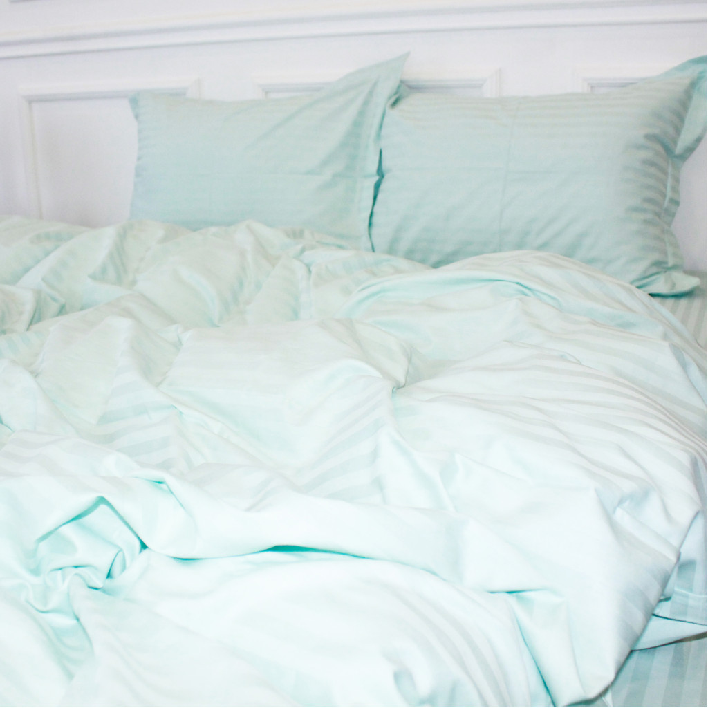 Постільна білизна MirSon SatinStripe 30-0013Azure 220х240 King Size (2200005252413)