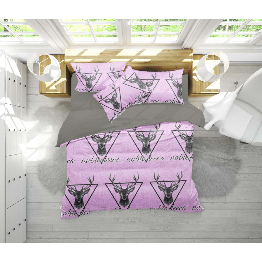 Постільна білизна MirSon Бязь 17-0516 Noble deers pink King Size (2200003644661)