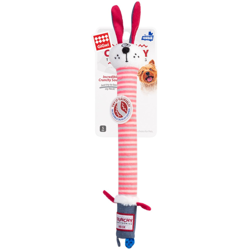 Іграшка для собак GiGwi Crunchy Заєць з хрусткою шиєю та пищалкою 28 см (75516)