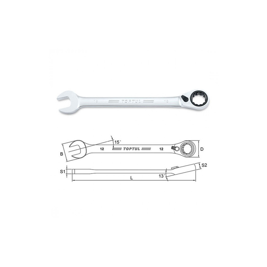 Ключ Toptul комбінований з тріскачкою 17мм (ABAF1717)