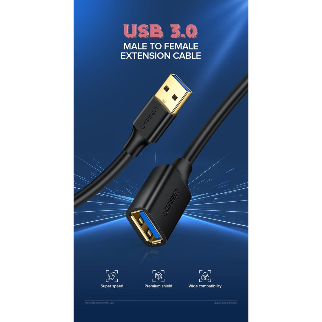 Дата кабель USB 3.0 AM/AF 2.0m US129 Black Ugreen (10373) Дата кабель USB 3.0 AM/AF 2.0m US129 Black Ugreen (10373)