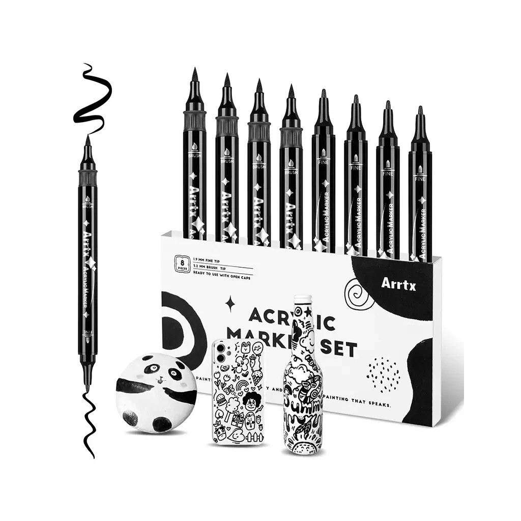 Художній маркер Arrtx акрилові AACM-03-8BK, чорні (LC303458) Художній маркер Arrtx акрилові AACM-03-8BK, чорні (LC303458)