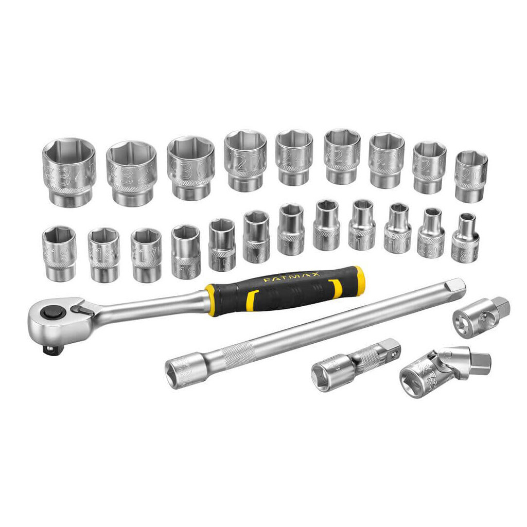Набір головок Stanley FatMax Maxi Drive торцевих 1/2", шестигранних, 26 шт., кейс (FMMT98103-1) Набір головок Stanley FatMax Maxi Drive торцевих 1/2", шестигранних, 26 шт., кейс (FMMT98103-1)
