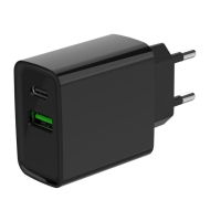 Зарядний пристрій Gembird 1xUSB-A + 1 Type-C (PD20Вт + QC3.0 18Вт) black (TA-UC-PDQC20-01-BK)