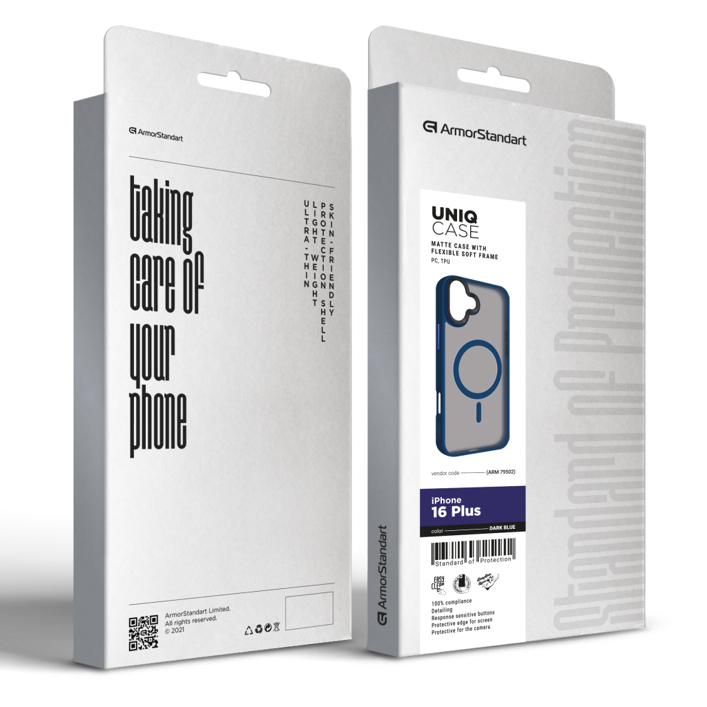 Чохол до мобільного телефона Armorstandart Uniq MagSafe Apple iPhone 16 Plus Dark Blue (ARM79502) Чохол до мобільного телефона Armorstandart Uniq MagSafe Apple iPhone 16 Plus Dark Blue (ARM79502)