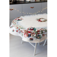 Provence tapestry tablecloth with velor Snow winter oval 135x240 cm (037486)