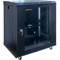 Шафа настінна GEAR 12U 19'' 600x600x650 мм, + полка 19", black (GWMSN-12U-600-600)