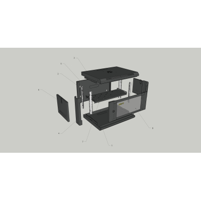 Шафа настінна GEAR 12U 19'' 600x600x650 мм, + полка 19", black (GWMSN-12U-600-600)