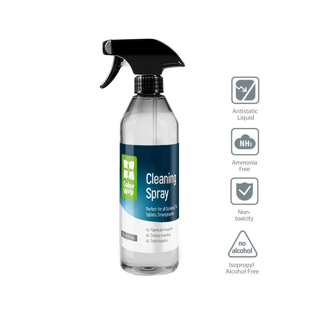 Спрей для очищення ColorWay Cleaning Kit, Large, OLED/LED/LCD/TFT, 550ml, microfibre*2 (CW-5500)