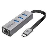 Promate USB Hub 4 ports gigahub-c.grey (gigahub-c.grey)