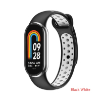 Ремінець до фітнес браслета BeCover Vents Style для Xiaomi Mi Smart Band 8 Black-White (709417)