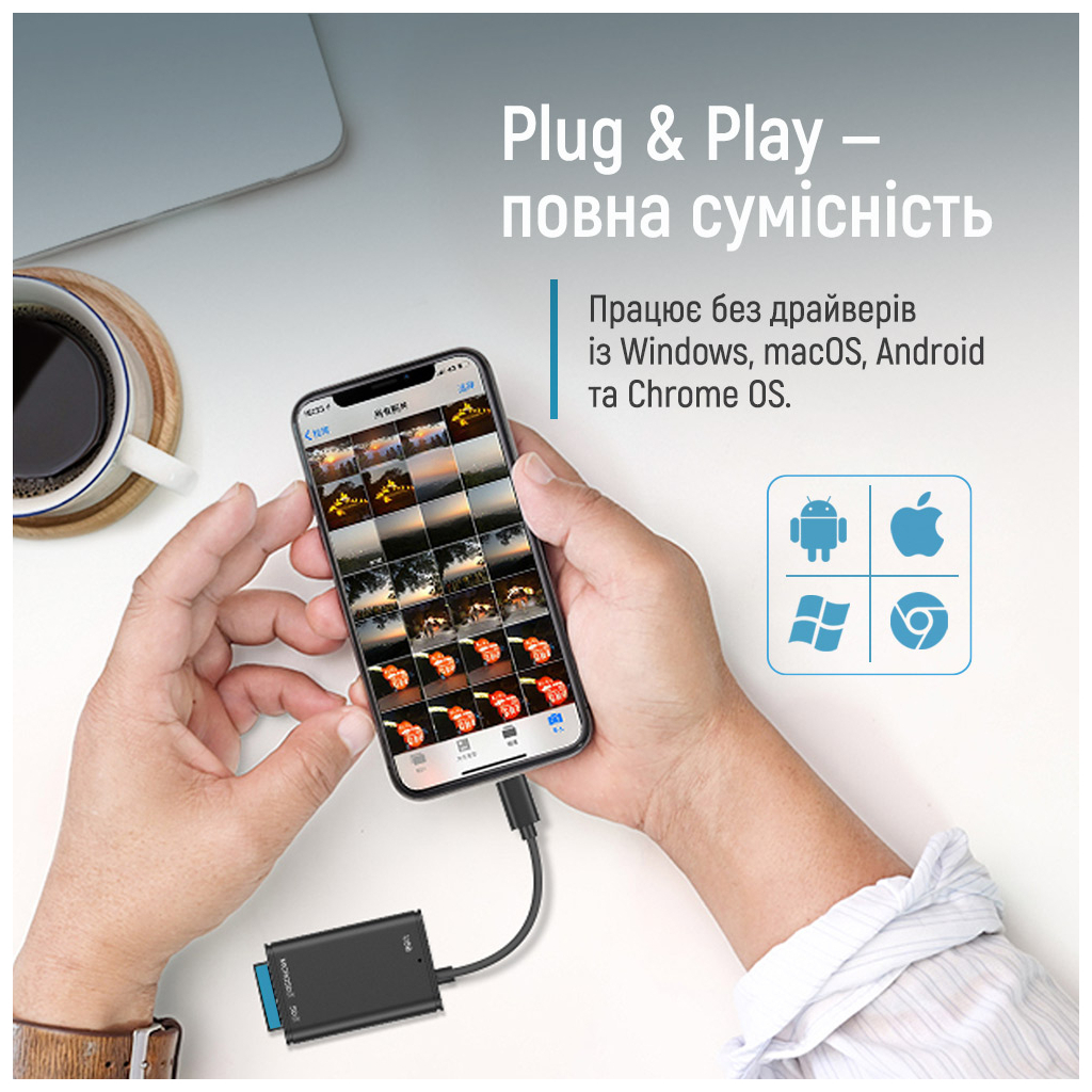 Зчитувач флеш-карт ColorWay USB-C to USB 3.0/SD/MicroSD (CW-CR-02)