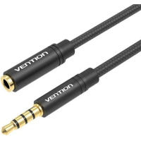 Кабель мультимедійний 3.5mm M to 3.5mm F 1.0m black VENTION (BHBBF)