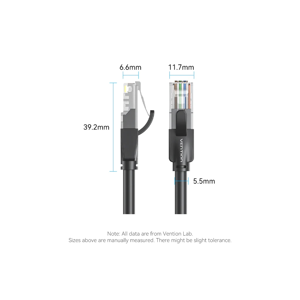 Патч-корд 8м, UTP cat 6 RJ-45 black Vention (IBEBK)