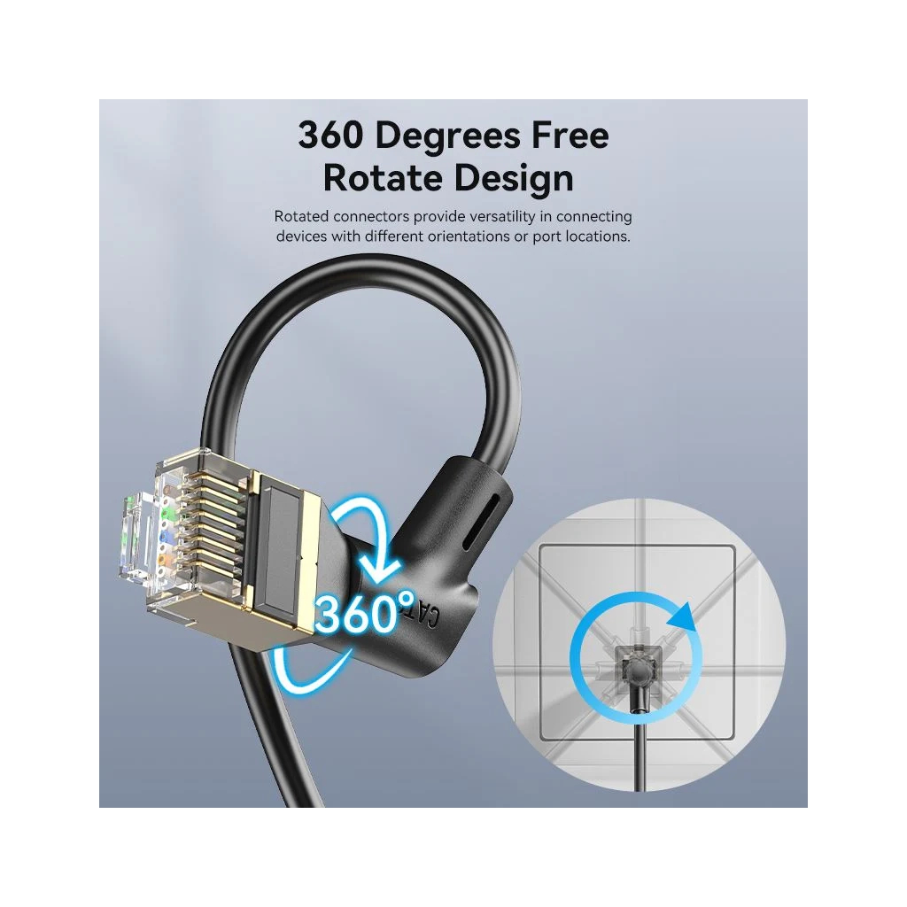 Патч-корд 1м STP cat 8 RJ-45 90° corner black Vention (IKLBF)