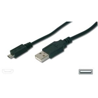 Дата кабель USB 2.0 AM to Micro 5P 1.0m black Digitus (AK-300127-010-S)