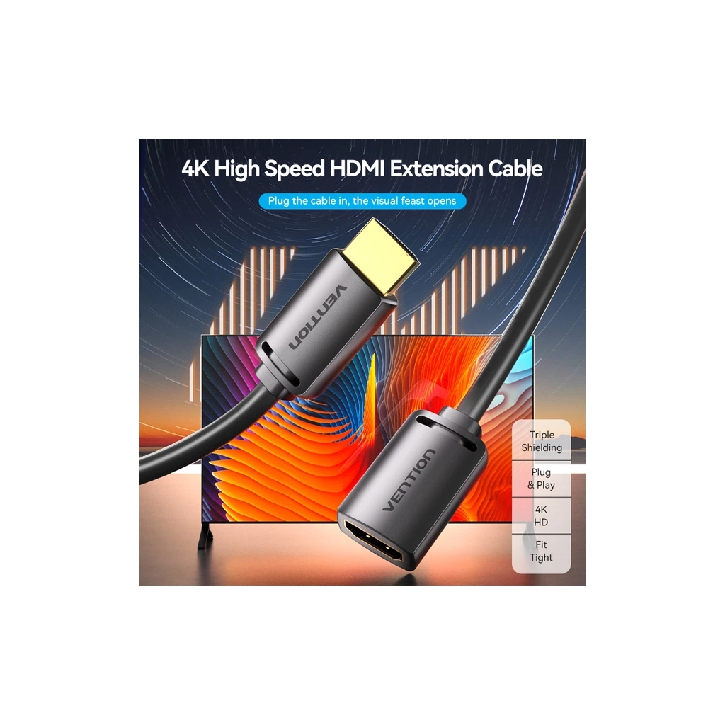 Кабель мультимедійний HDMI M to HDMI F 0.5m 4K60Hz black Vention (AHCBD) Кабель мультимедійний HDMI M to HDMI F 0.5m 4K60Hz black Vention (AHCBD)