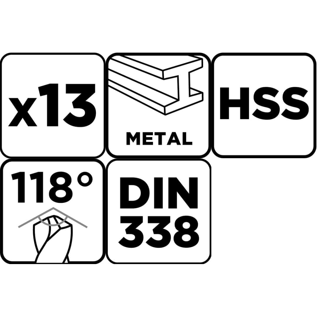 Набір свердл Graphite по металу, HSS, 2–8мм, кейс, 13шт (54T935)