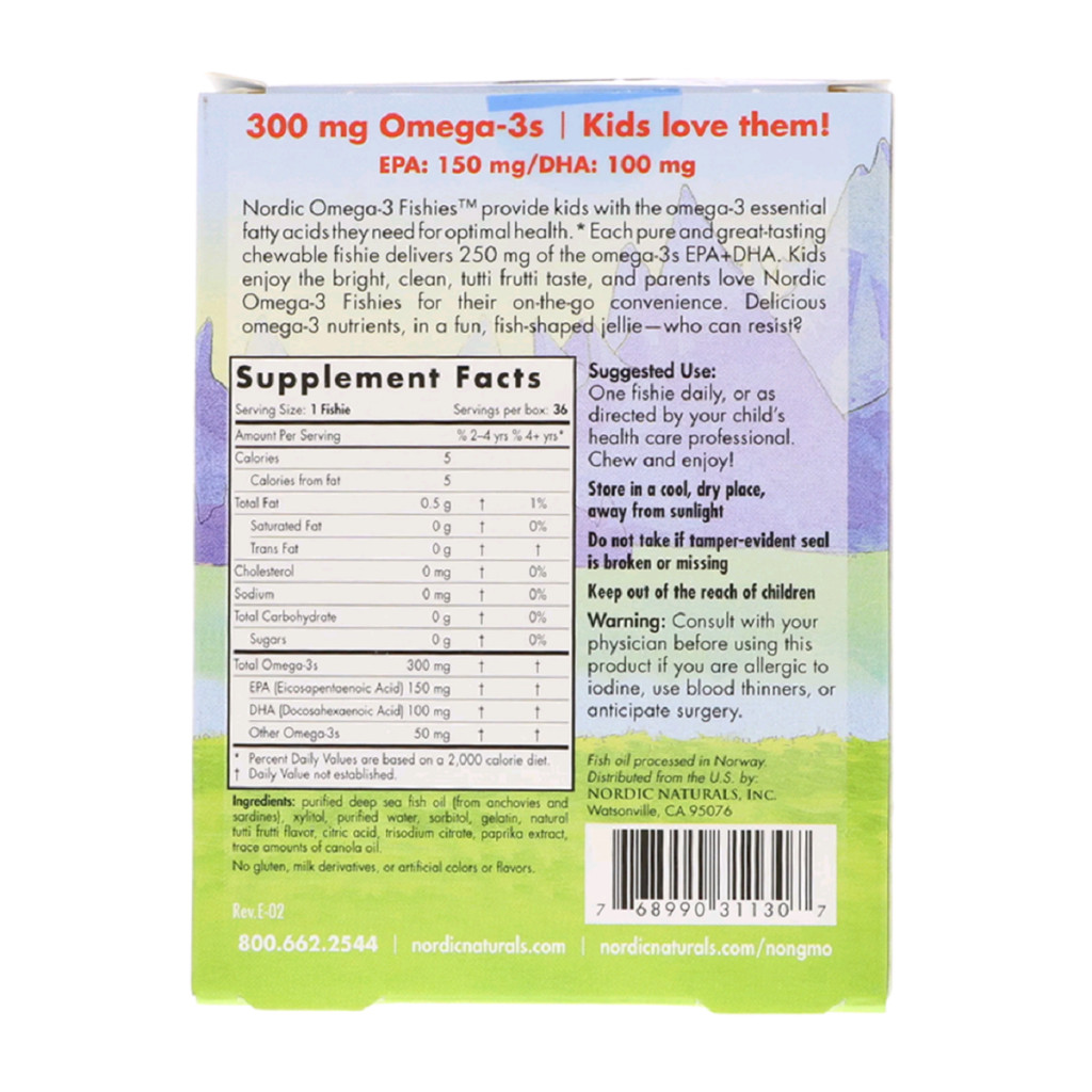 Жирні кислоти Nordic Naturals Цукерки у вигляді рибок, Nordic Omega-3 Fishies, 300 мг, 36 (NOR-31130)
