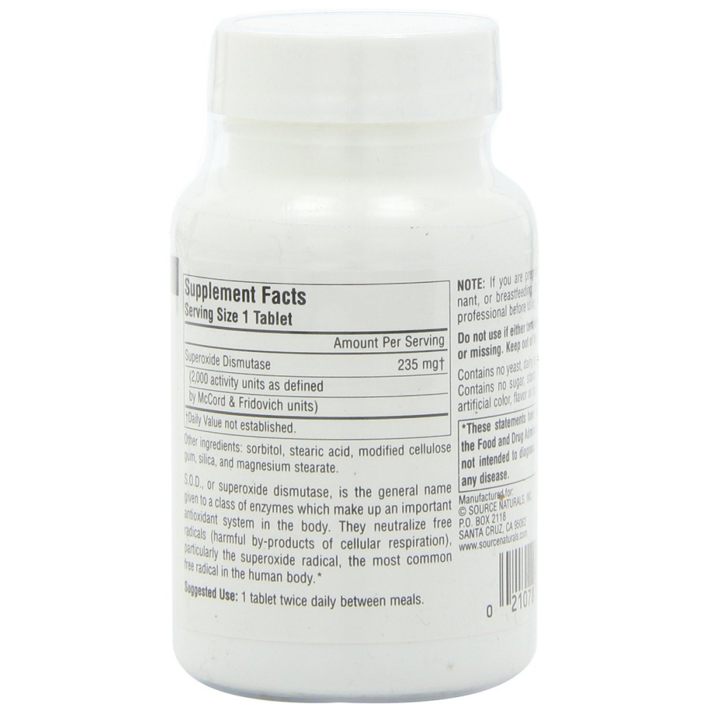 Антиоксидант Source Naturals СОД Ферменти 235 мг, 90 таблеток (SN0612)