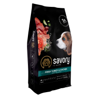 Dry food for dogs Savory Puppy rich in Fresh Turkey and Chicken 12 kg (4820232630303)