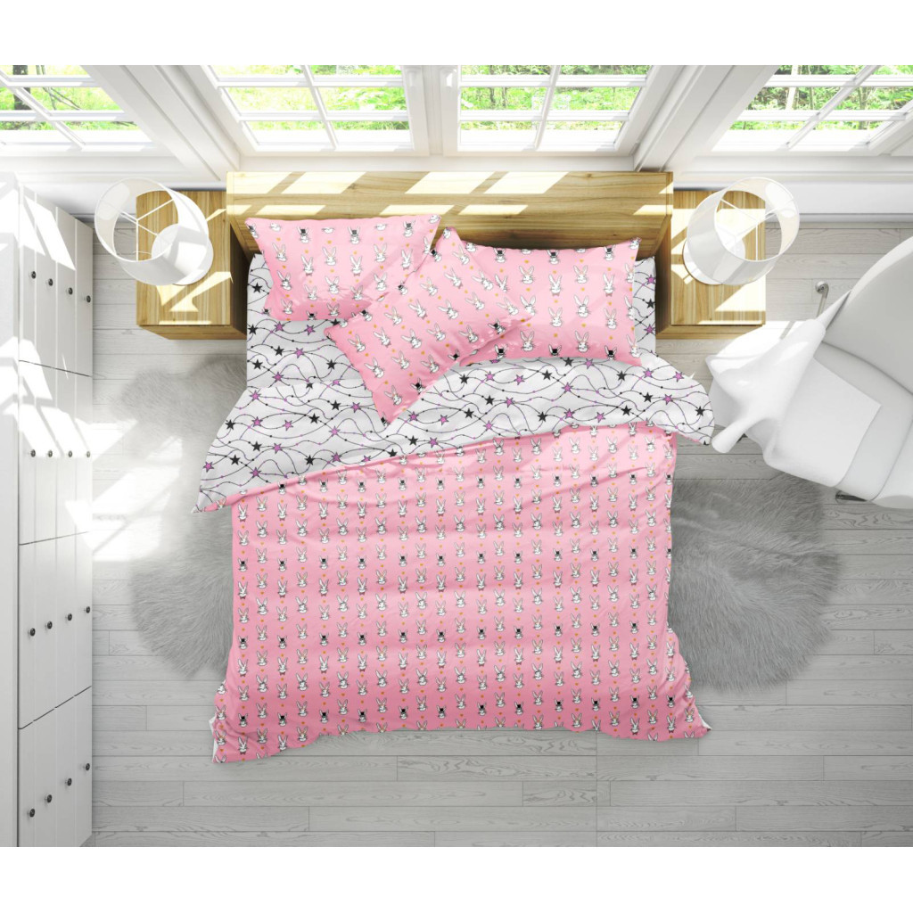 Постільна білизна MirSon Бязь 17-0528 Bunnies pink Полуторний (2200003671780)