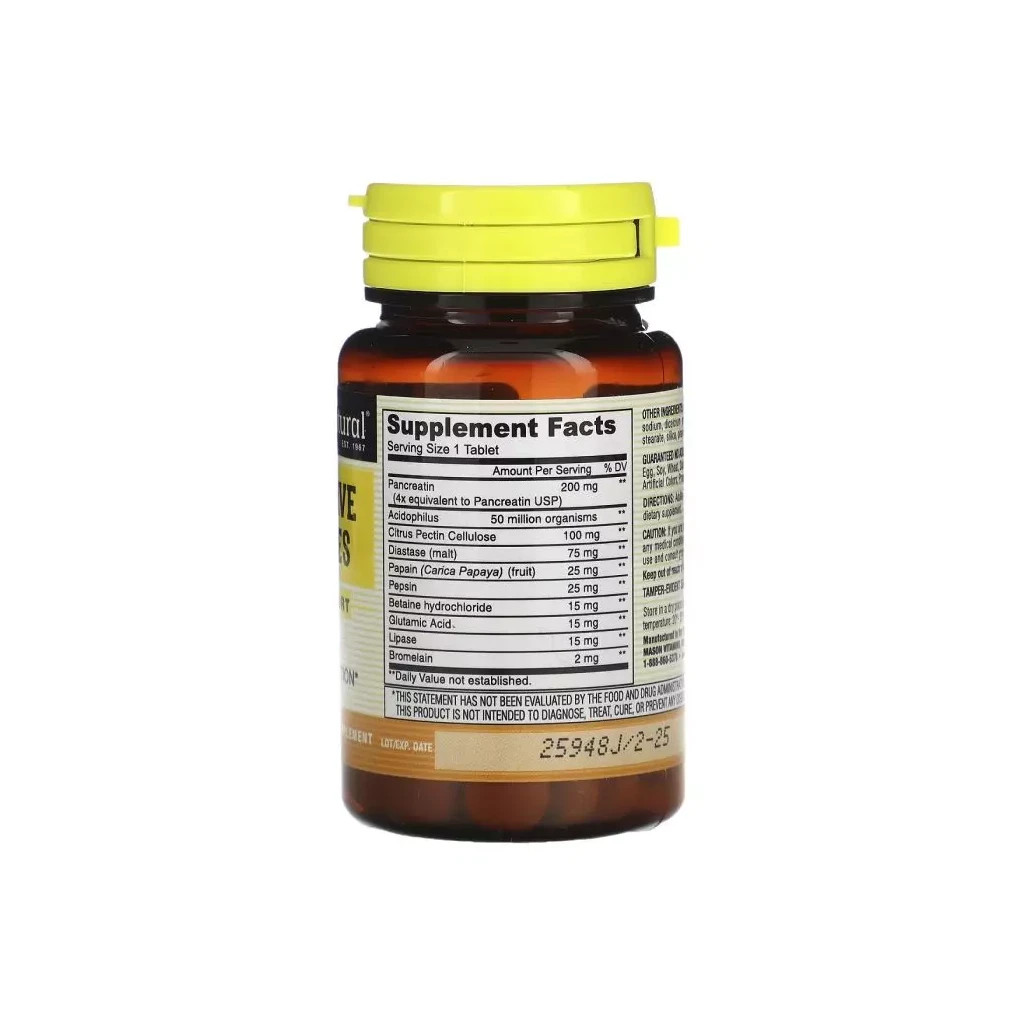 Пробіотики Mason Natural Травні ферменти, Digestive Enzymes, 90 таблеток (MAV-11869)