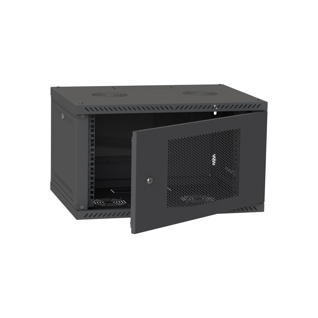 Шафа настінна Ipcom 6U, 600*450, перфоровані дверцята, RAL9005 (СН-6U-060х045-ДП-9005)