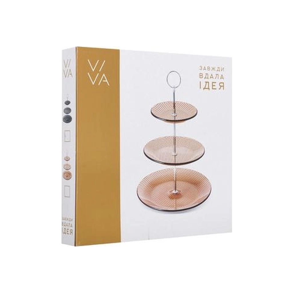 Фруктовниця Viva Monaco Триярусна 25 / 20 / 15 см Чорна (S3020T/S3-Black)