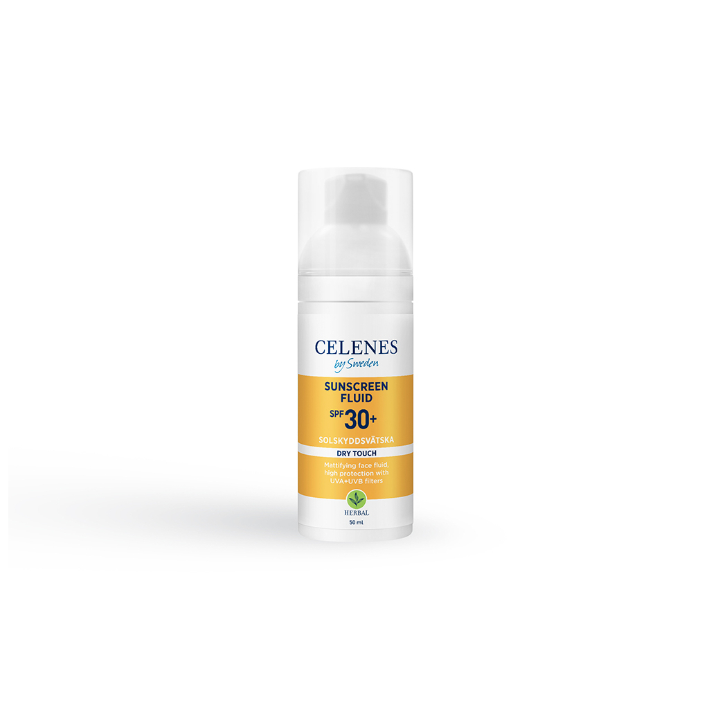 Засіб від засмаги Celenes Sunscreen Dry Touch Fluid SPF30+ Сонцезахисний флюїд 50 мл (7350104249635)