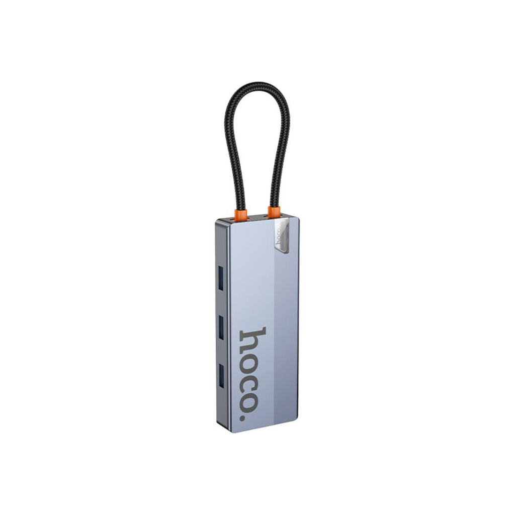 Концентратор HOCO USB-C to HDMI+PD+3xUSB3.0 HB50 Deep Space Gray (6942007647298)