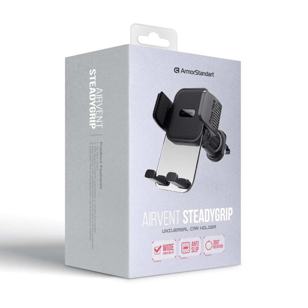 Універсальний автотримач Armorstandart SteadyGrip Airvent Black (ARM85338)