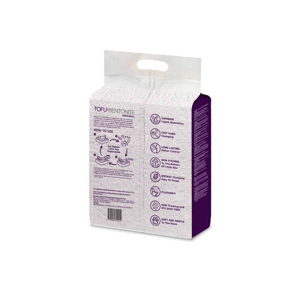 Наповнювач для туалету Velvet Paw TOFU з бентонітом, оригінальний (2 мм) 2.6 кг (TOF70021)