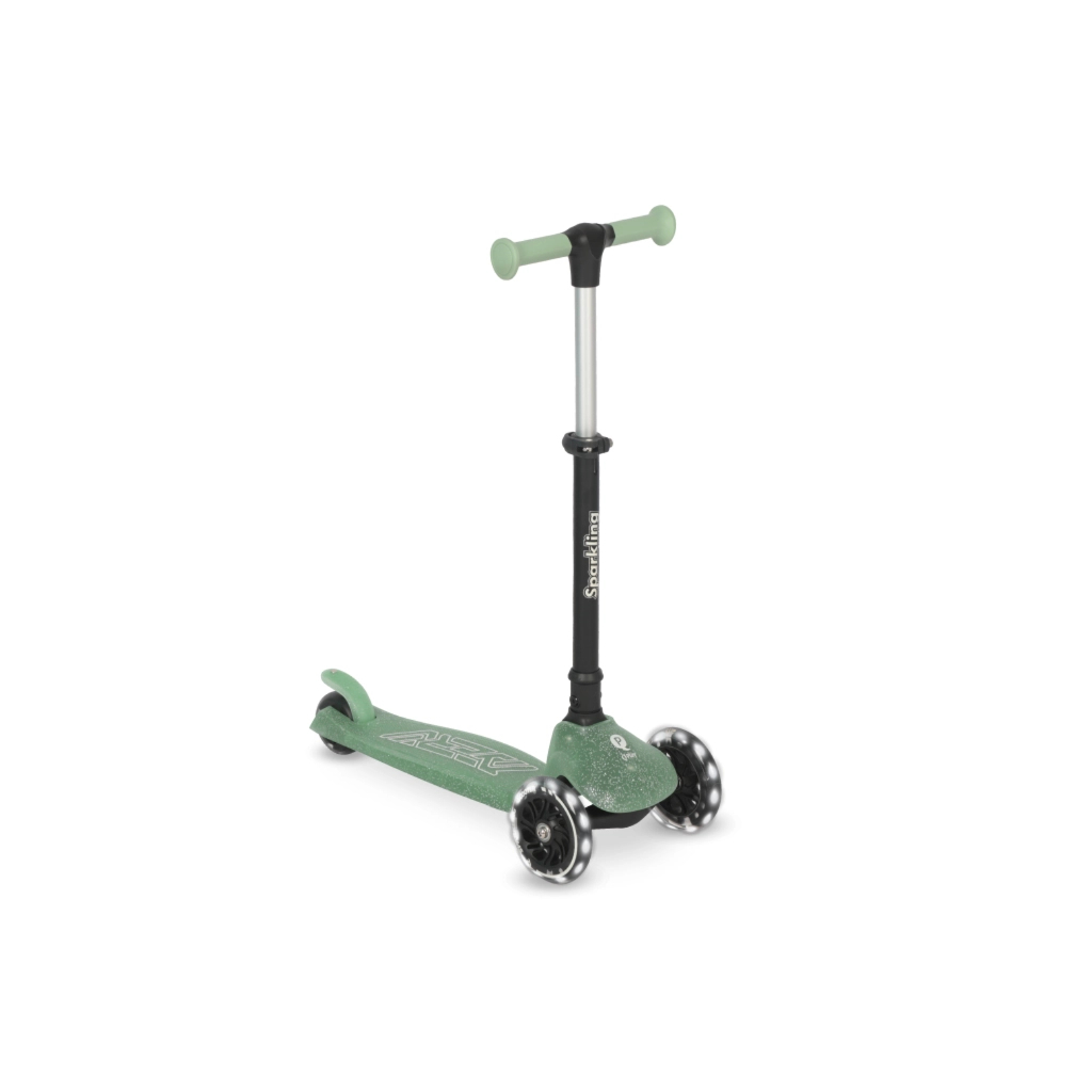 Самокат QPlay Sparkling триколісний дитячий з LED підсвіткою колес Green (ST006SparklingGreen)