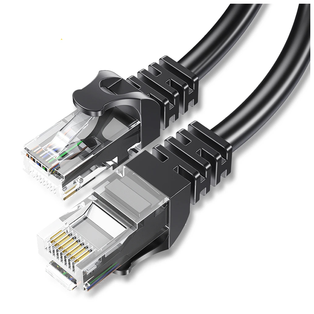 Патч-корд 10м UTP cat 6 RJ45 TopSpeed Ethernet Flat Cable Black Essager (EXCWXB-JSF01)