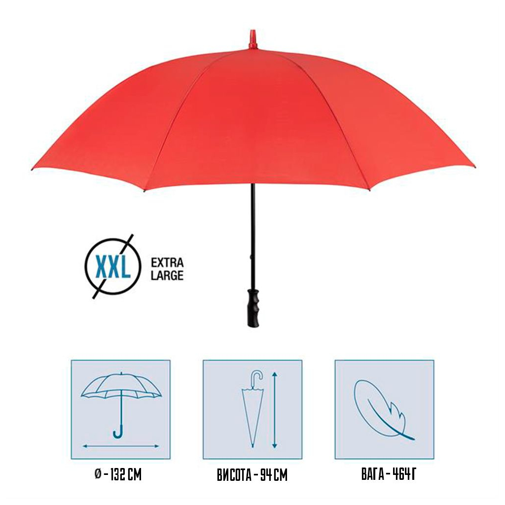 Парасоля Perletti Golf XXL тростина, з системою антивітер, червона (P96020-03)